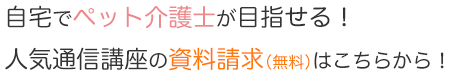 自宅でペット介護士が目指せる！人気通信講座の資料請求（無料）はこちらから！