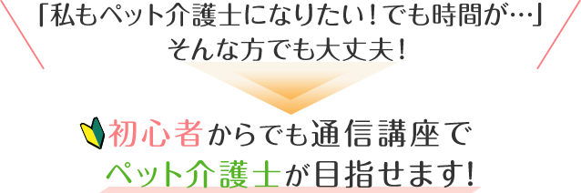 初心者からでも通信講座でペット介護士が目指せます！