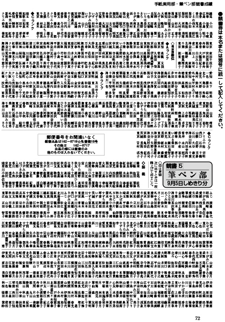 ペンの光 提出者全員の級・段を発表するページ