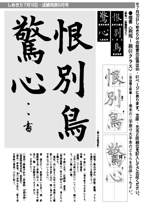 書の光 初級者向け。巻末に実物大お手本付きです。